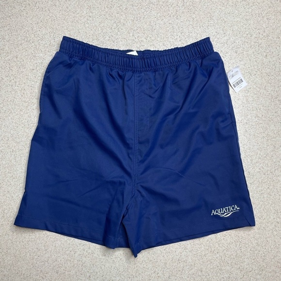 NWT Aquatica Blue Youth Swim Trunks Elastic Waist Pockets Youth XL - Picture 1 of 10